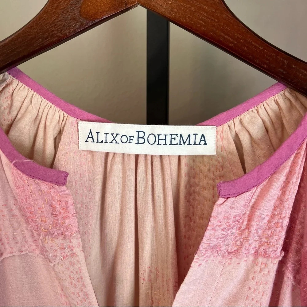 Alix of Bohemia Celeste Sky Sari Dress Pink Seashell XS NWT Boho Hippie Handmade - Picture 5 of 14